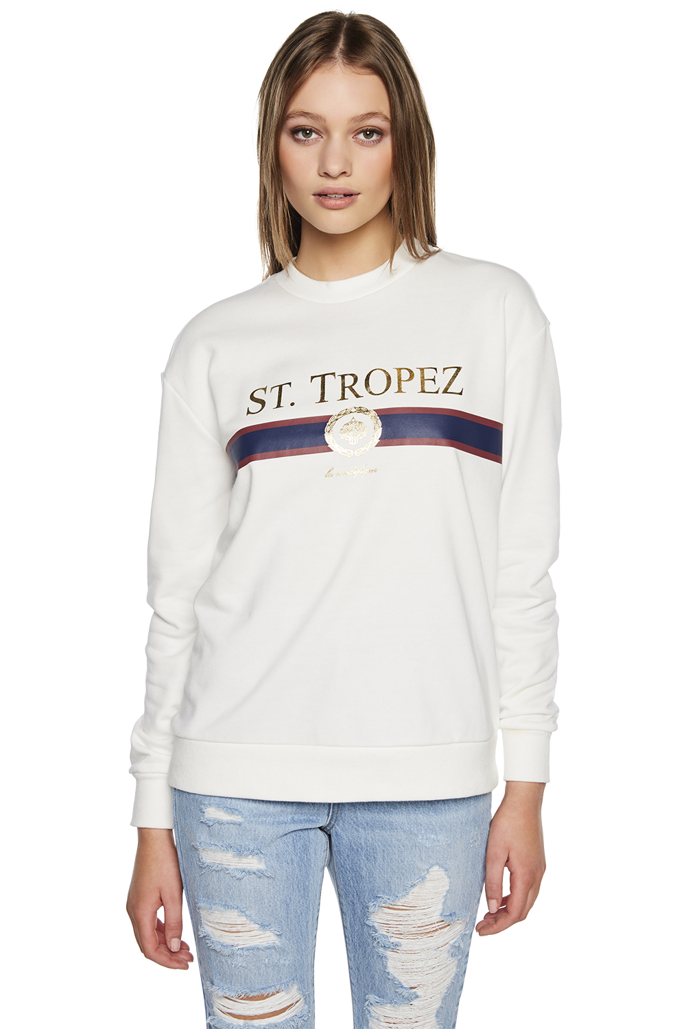 Kreet zakdoek spiritueel St Tropez Sweatshirt in Ivory | Bardot