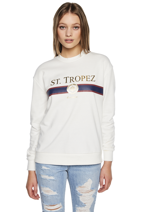 St Tropez Sweatshirt in Ivory | Bardot