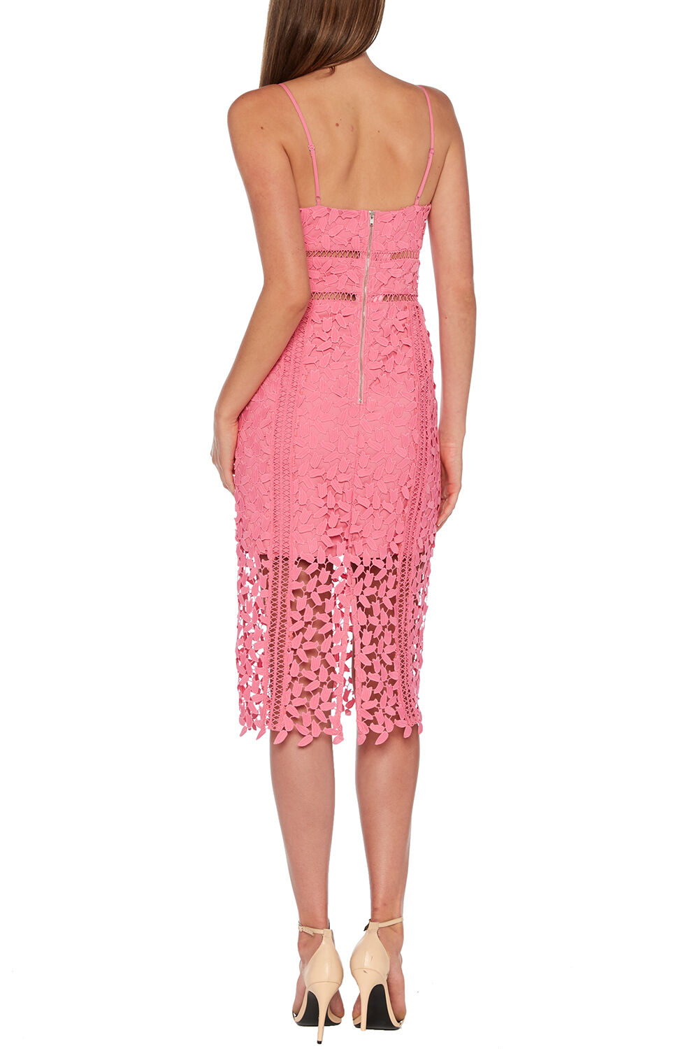 Roxy Lace Dress in Pink Pop | Bardot