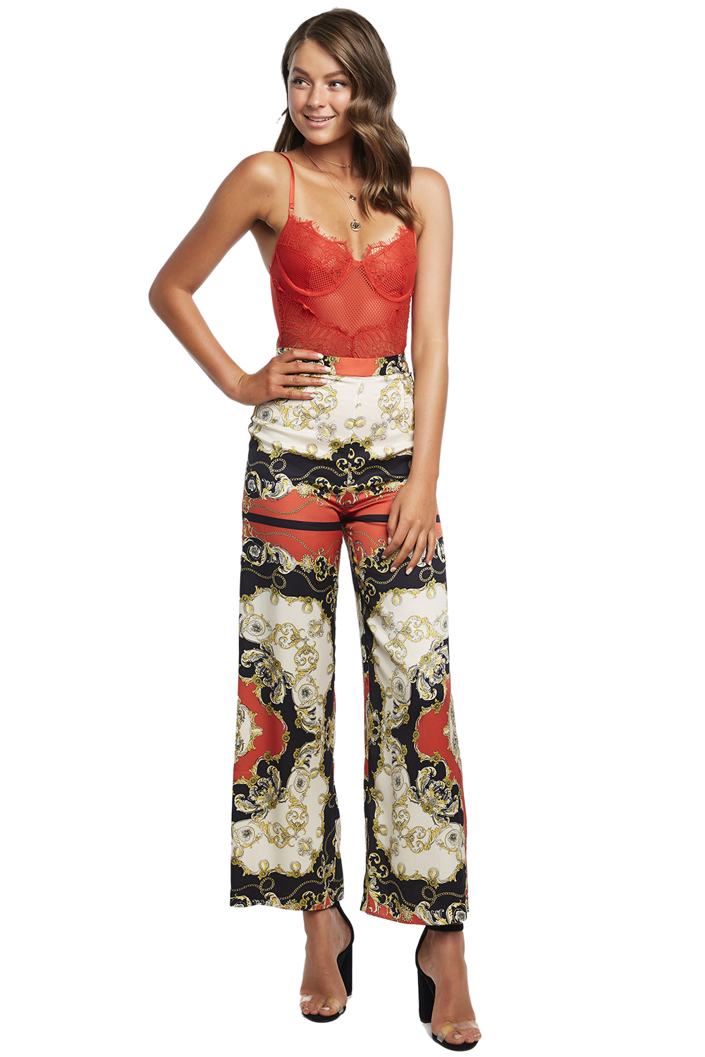 Palazzo Straight Pants  Scarf Print  The Missy Co