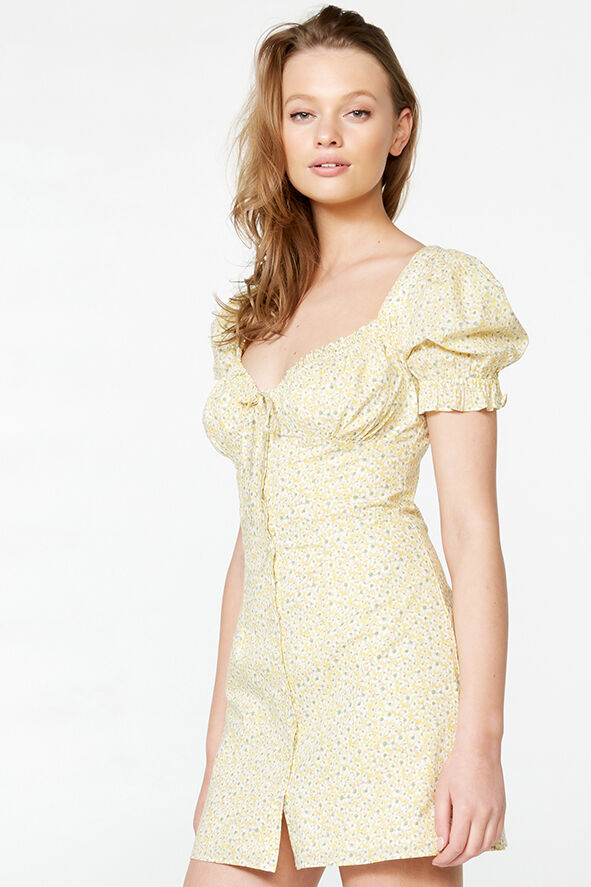 yellow and cream dress