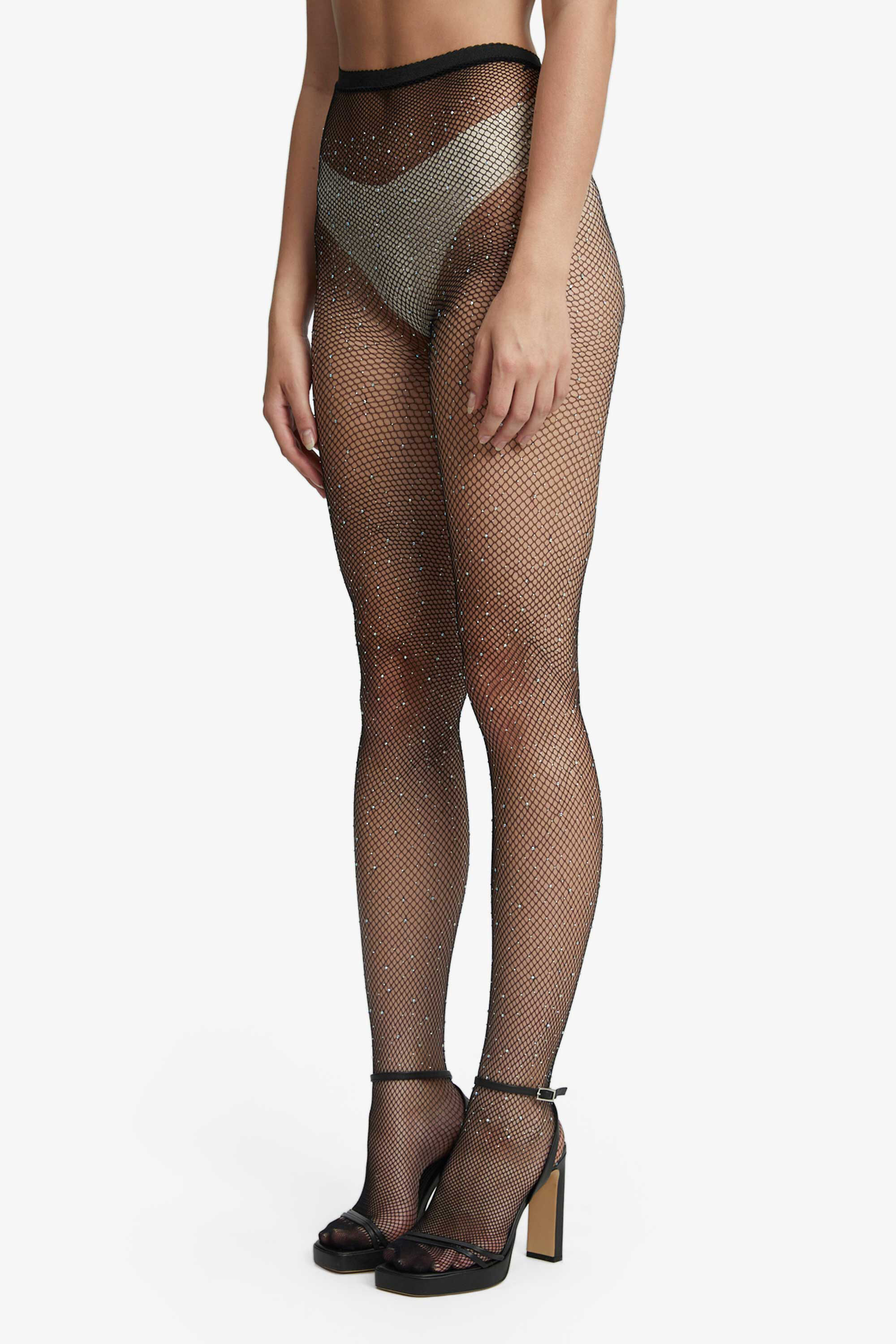 Women's Sequinned Diamante Fishnet Tights - Sexy Elastic Tights