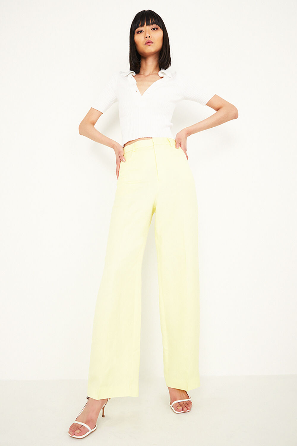 uNidraa  Yellow Crop Top paired with matching Cotton Pants
