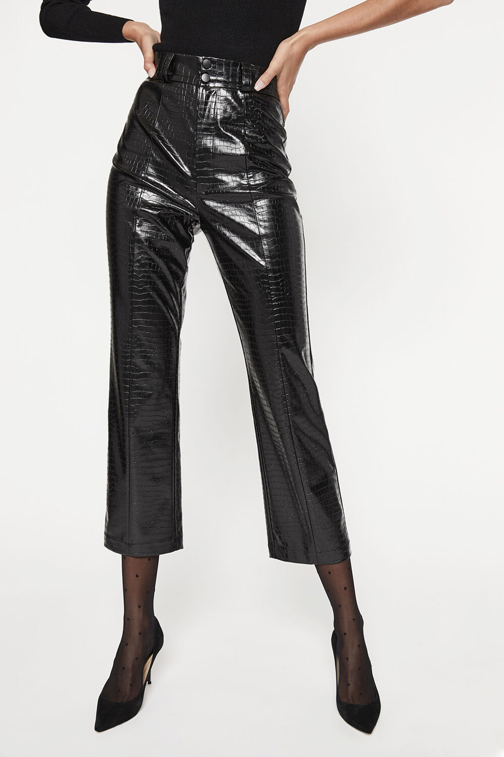 Croc Vegan Leather Pant in Croc Black | Bardot