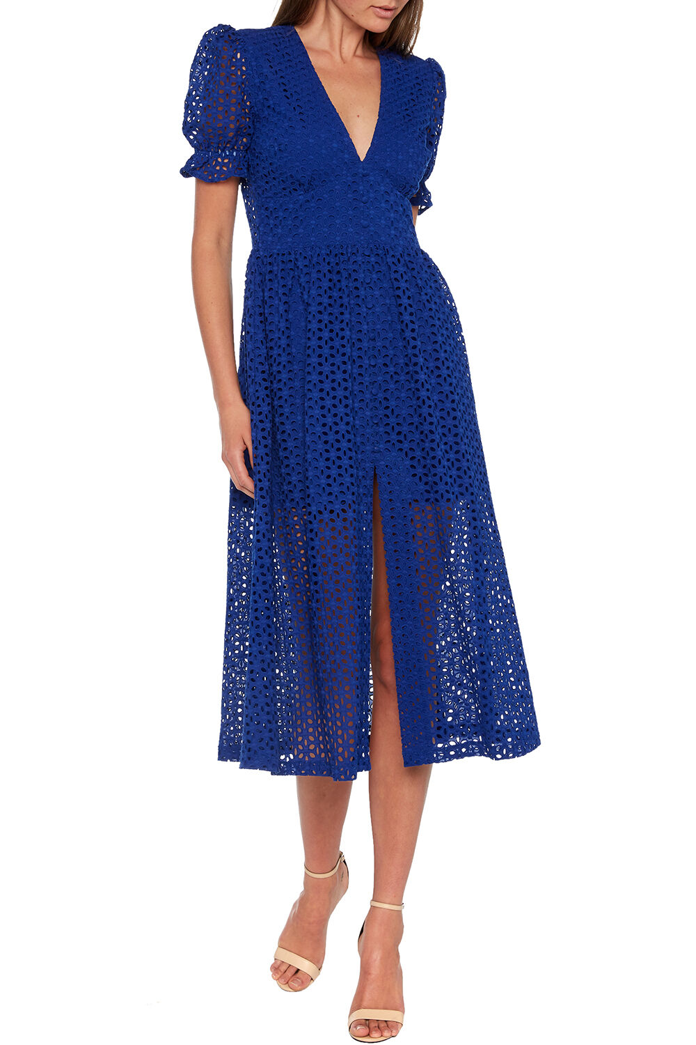 Jordan Lace Dress in Cobalt | Bardot