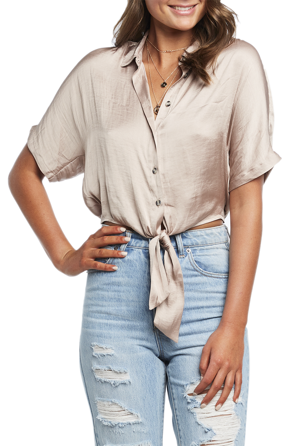 Button Tie Shirt Ladies Clothing And Tops Bardot