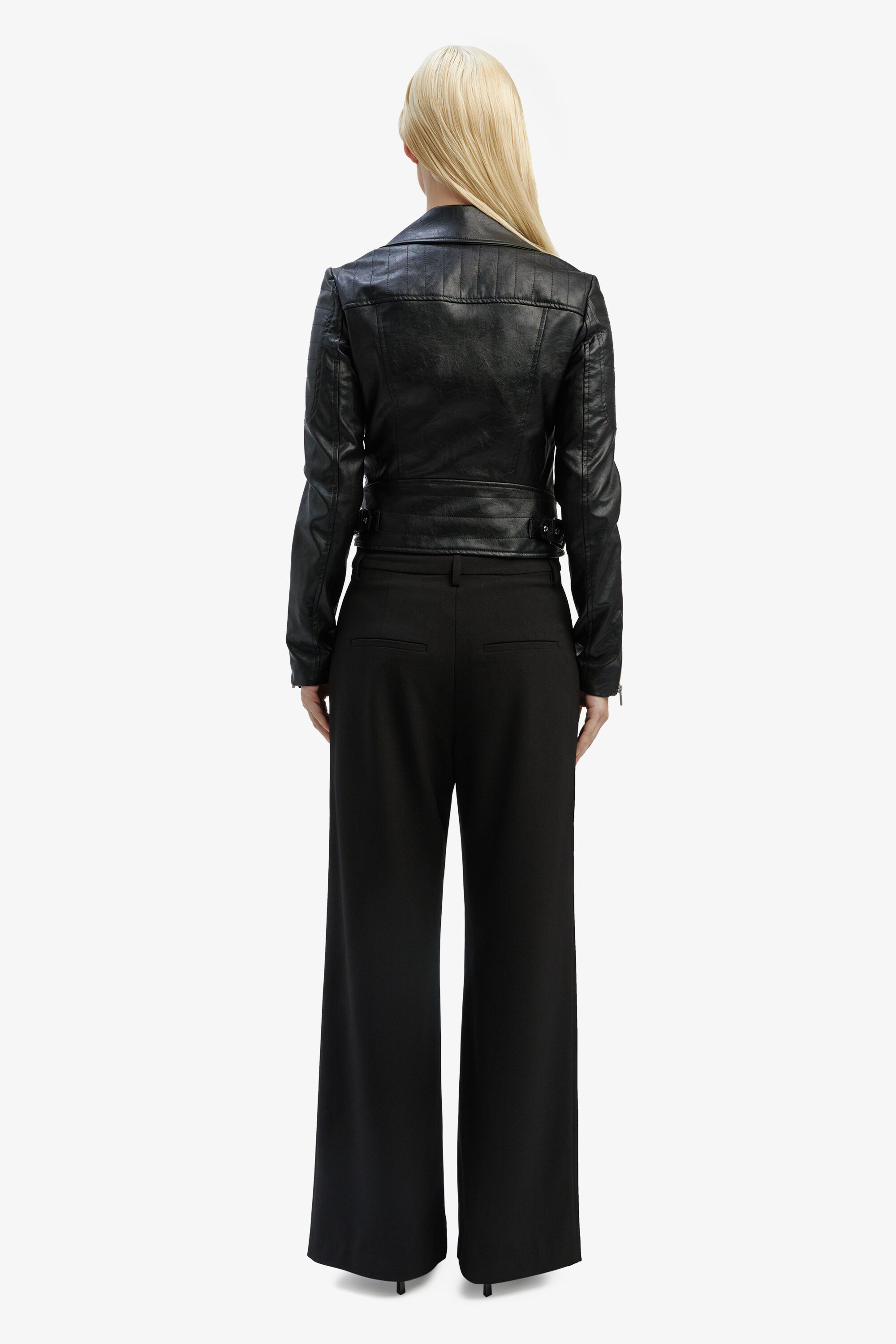 Kora Vegan Leather Biker Jacket in Black | Bardot