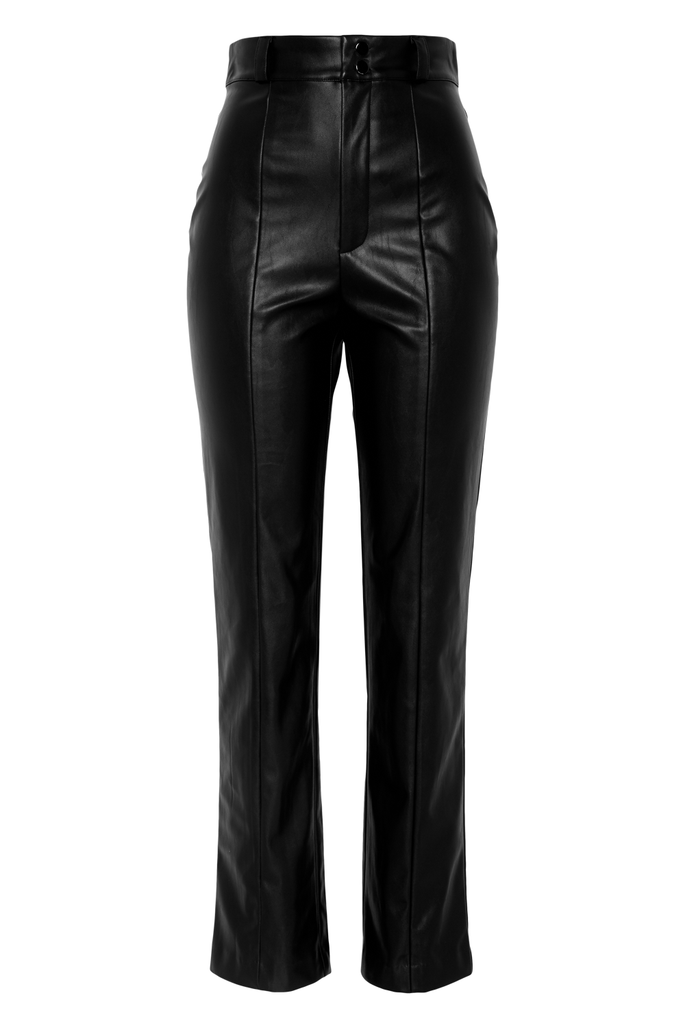 Black High Rise PU Leather Pants